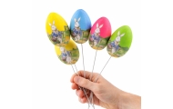 Easter Eggs on a Wire Pick Bunny with a Basket Decoration 6pcs