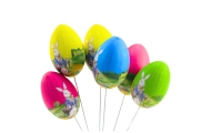 Easter Eggs on a Wire Pick Bunny with a Basket Decoration 6pcs