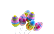 Easter Eggs on Wire Pick Carrot Tulips Decoration Colorful 6pcs