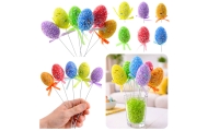 Easter Eggs On A Wire Pick Colorful Patterns Ribbon Decoration 6pcs A