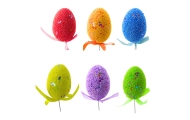 Easter Eggs on Wire Pick Colorful Notes Ribbon Decoration 6pcs
