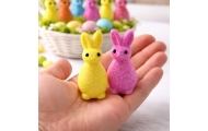 Styrofoam Easter Bunnies Glitter Decorative Colorful 6pcs