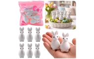Styrofoam Easter Bunnies Glitter Decorative White 6pcs
