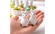 Styrofoam Easter Bunnies Glitter Decorative White 6pcs