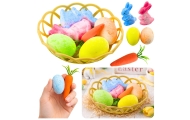 Easter Decorations In Basket Bunnies Eggs Carrot 6pcs