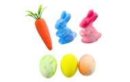 Easter Decorations In Basket Bunnies Eggs Carrot 6pcs