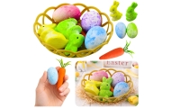Easter Decorations In Basket Bunnies Eggs Carrot 6pcs