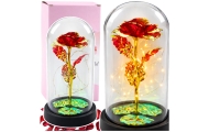 Amžinoji rožė kupole su LED apšvietimu Raudona 21x11cm