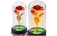 Amžinoji rožė kupole su LED apšvietimu Raudona 21x11cm