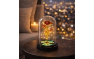 Amžinoji rožė kupole su LED apšvietimu Raudona 21x11cm