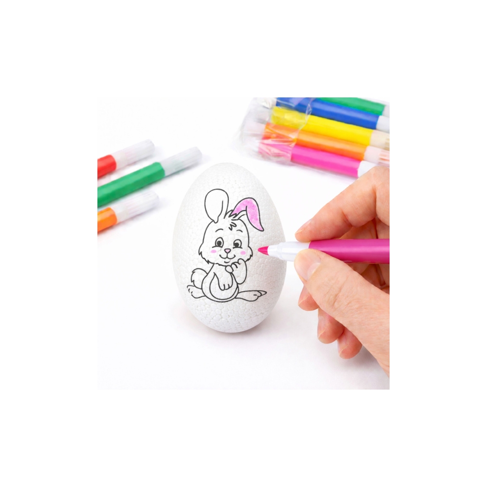 Easter Styrofoam Eggs For Painting Markers Rabbit Pattern C 6pcs