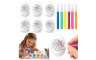 Velykiniai polistireniniai kiaušiniai, skirti dažyti markeriais, gėlių raštas B 6vnt