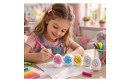 Easter Styrofoam Eggs For Painting Markers Flower Pattern B 6pcs