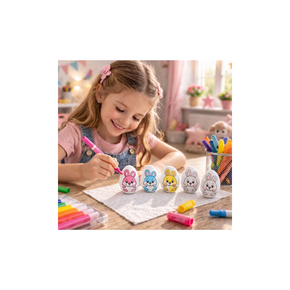 Velykiniai polistireniniai kiaušiniai, skirti dažyti markeriais Triušio modelis D 6vnt