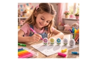 Easter Styrofoam Eggs For Painting Markers Flower Pattern D 6pcs