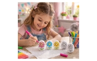 Easter Styrofoam Eggs For Painting Markers Flower Pattern C 6pcs