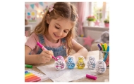 Easter Styrofoam Eggs For Painting Markers Pattern Rabbit B 6pcs