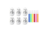 Easter Styrofoam Eggs For Painting Markers Pattern Rabbit B 6pcs