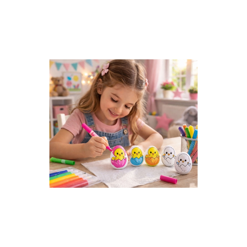 Easter Styrofoam Eggs For Painting Markers Chicken In Egg 6pcs