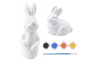Set zum Bemalen von Styropordekorationen, 4 Hasen, Pinsel