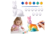 Easter Set Styrofoam Eggs 9pcs Bunny Figurine Paints