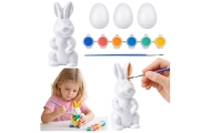 Easter Set Styrofoam Eggs 3pcs Bunny Figurine Paints