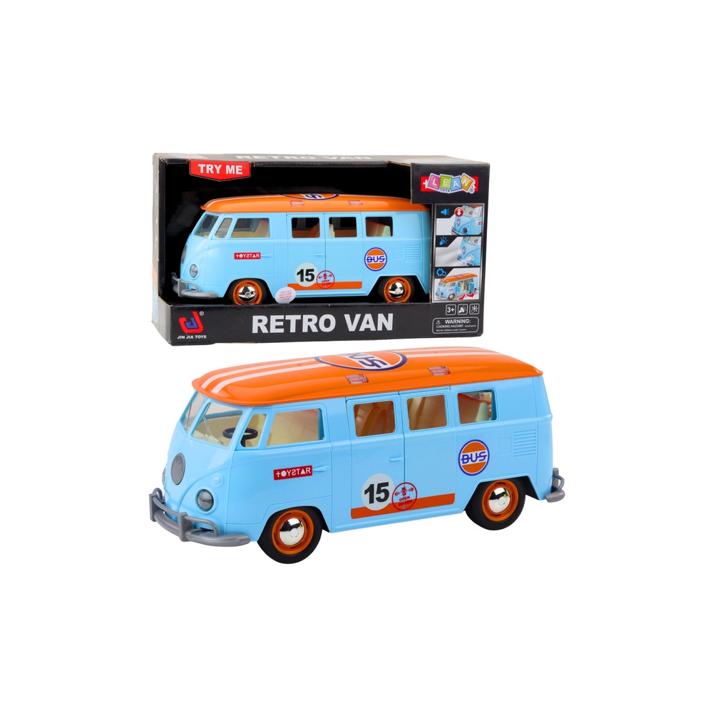 Automobilis "Retro Van" autobusas Šviesos garsai Durys atidarytos Mėlyna-Žaislai, Auto ir transporto žaislai, Mašinos-e-vaikas