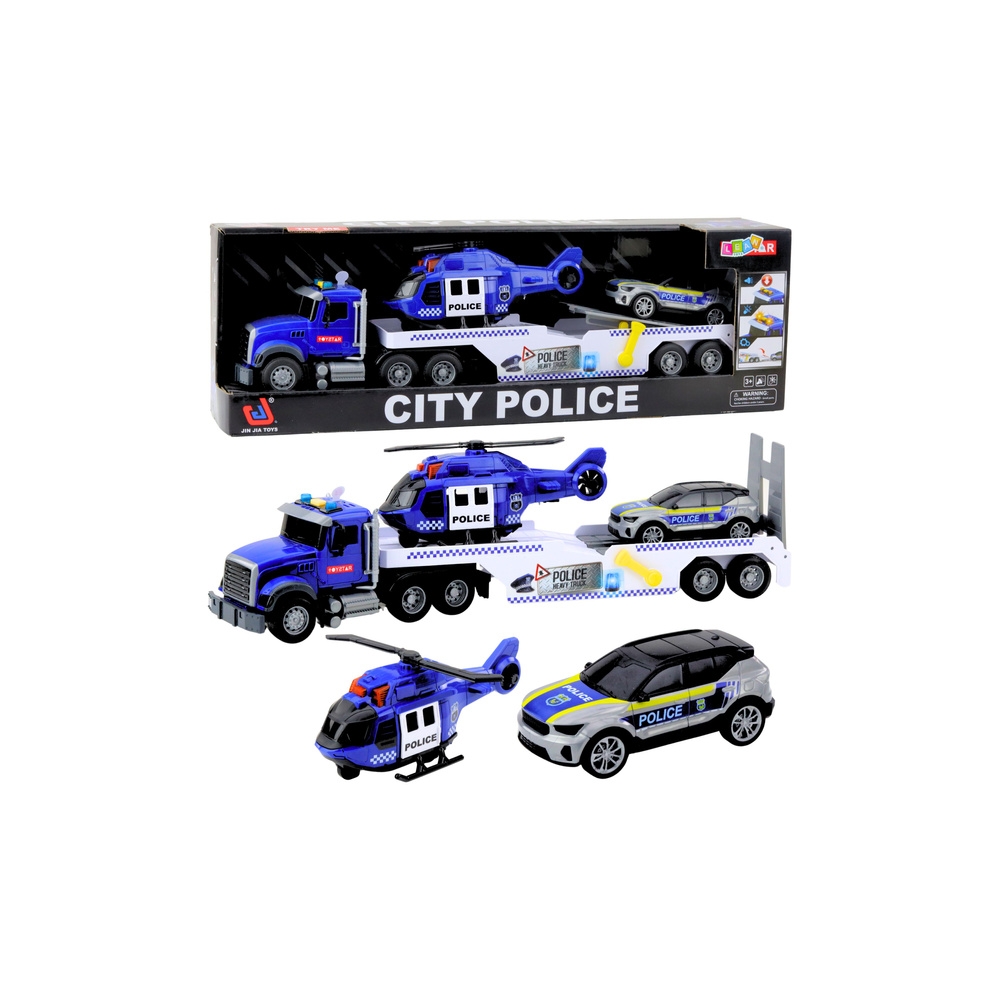 Policijos sunkvežimis City Police su sraigtasparniu ir automobiliu-Žaislai, Auto ir transporto žaislai, Lėktuvai, Mašinos-e-vaik