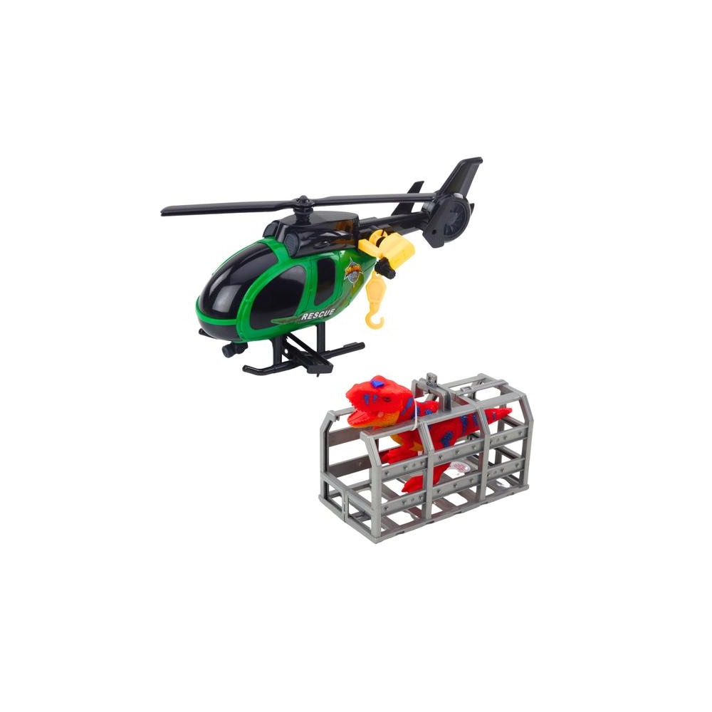 Zestaw Ratowniczy Ciężarówka Helikopter Samochód Dinozaur Światła Dźwięki