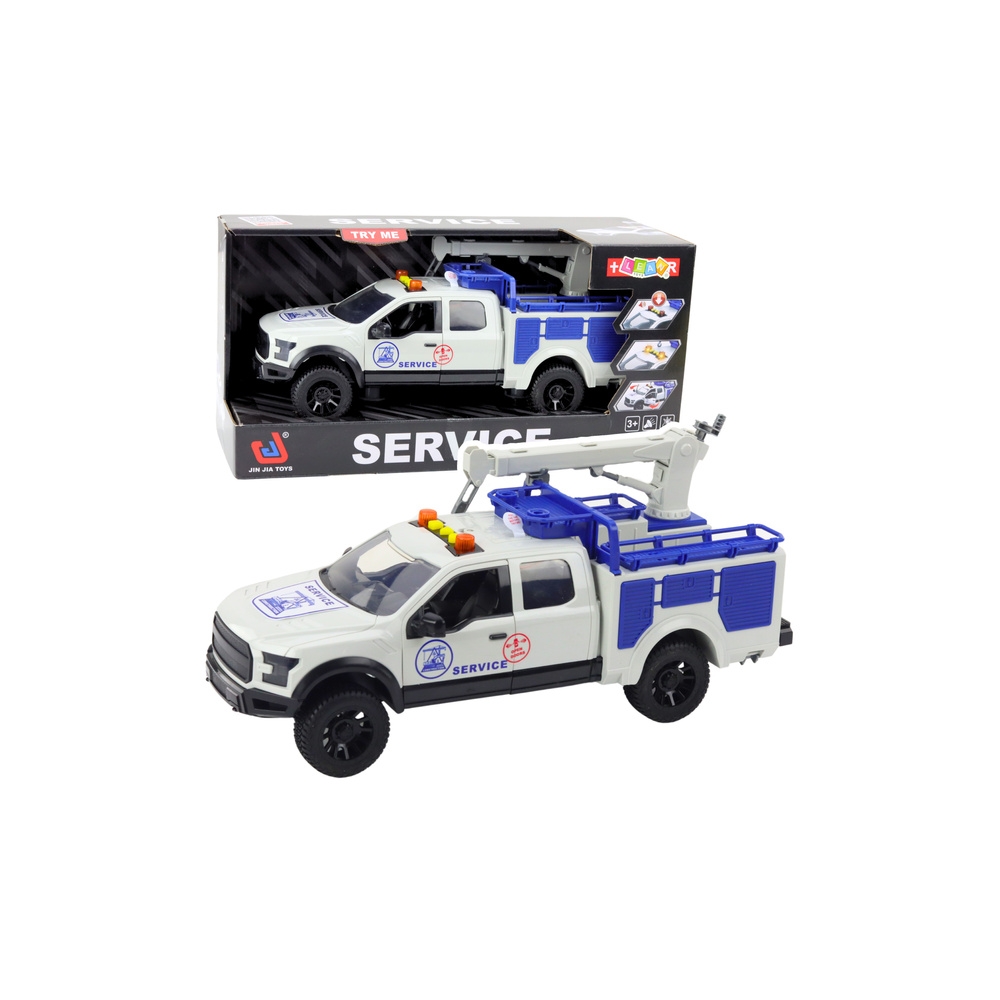 Service Truck with Crane Lights Sounds White 1:12
