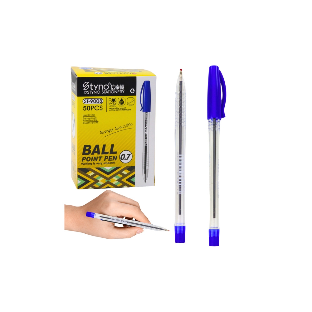 Mėlynos spalvos rašiklis su mėlynu antgaliu 0,7 mm