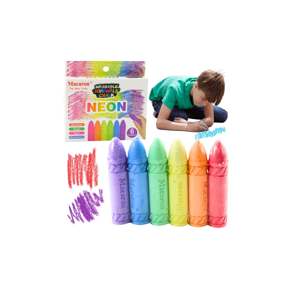 Kreda Kolorowa Neonowa Tablicowa Chodnikowa Zestaw 6 Szt