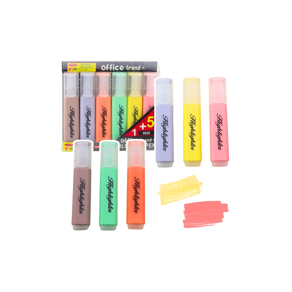 Set of Highlighters Note Markers Pastel Colors 6pcs
