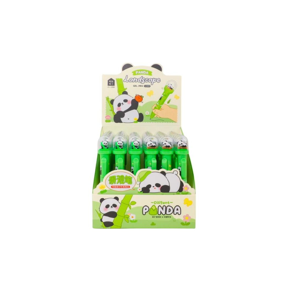 Žalios spalvos Panda gelinis rašiklis su mėlynu rašalu 0,5 mm
