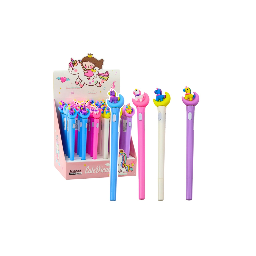 Unicorn On The Moon Glowing Ballpoint Pen Blue Ink 0.7mm Mix