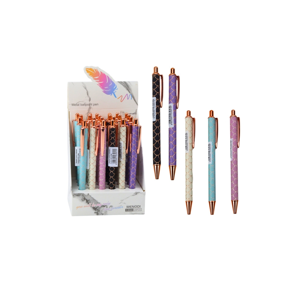 Metal Ballpoint Pen Automatic Scale Effect Blue Ink 1.0mm