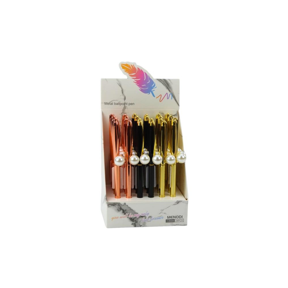 Metal Ballpoint Pen Automatic Pearl Blue Ink 1.0mm