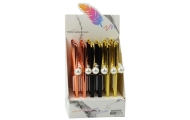 Metal Ballpoint Pen Automatic Pearl Blue Ink 1.0mm