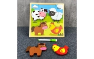 Puzzle Board 2in1 Wooden Educational Pets Marker