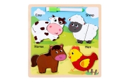 Puzzle Board 2in1 Wooden Educational Pets Marker