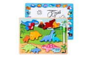 Puzzle Board 2in1 Wooden Educational Marker Dinosaurs 12pcs