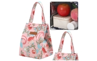 Thermal Insulating Breakfast Lunch Bag Pink Flowers 25cm