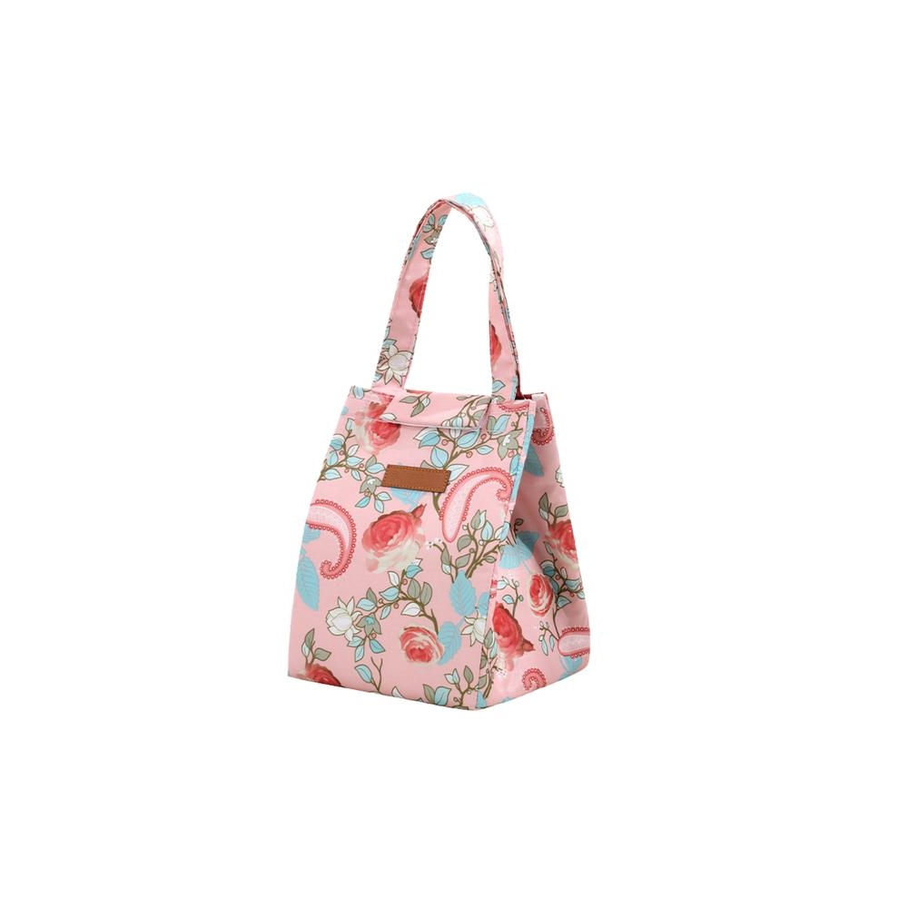Thermal Insulating Breakfast Lunch Bag Pink Flowers 25cm