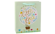 Birth Gift Bag Bunny Flowers Green 32 x 26 x 12 cm
