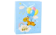 It's A Boy Giraffe Gift Bag Blue 32 x 26 x 10 cm