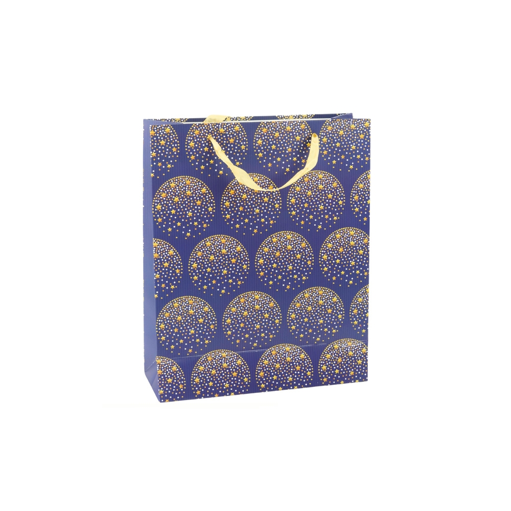 Elegantiškas dovanų maišelis Auksinės žvaigždės Tamsiai mėlyna 32 x 26 x 12 cm 1vnt