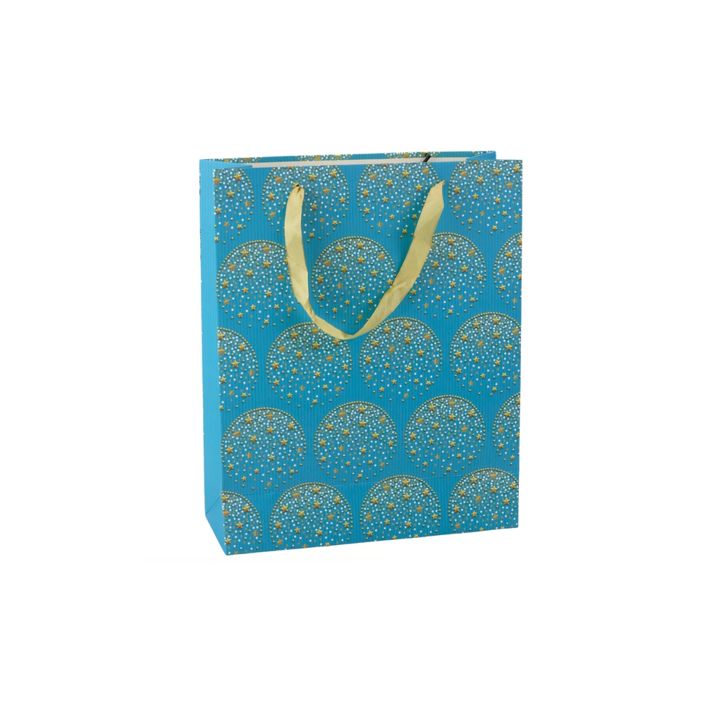Elegantiškas dovanų maišelis "Gold Stars Blue" 32 x 26 x 12 cm