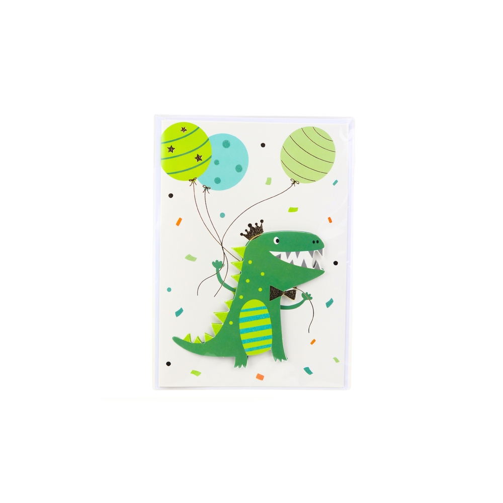 3D sveikinimo atvirukas Vienaragis Dramblys Varlė Dinozauras + vokas, 1vnt