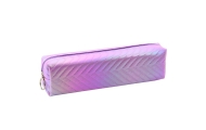 School Pencil Case Organizer Holographic Herringbone Purple 21x6cm