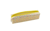 School Pencil Case Organizer Mermaid Scales Pattern Large Yellow Zipper 21x6cm